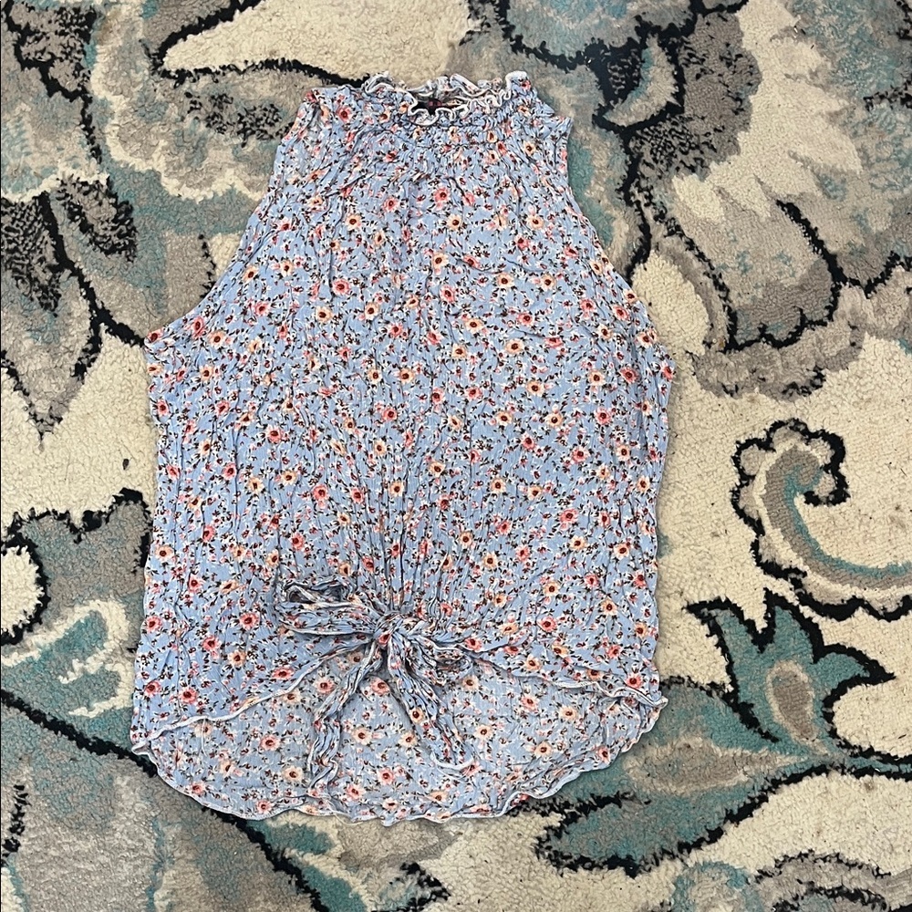 B Famous Floral Sleeveless Top with Tie Detail